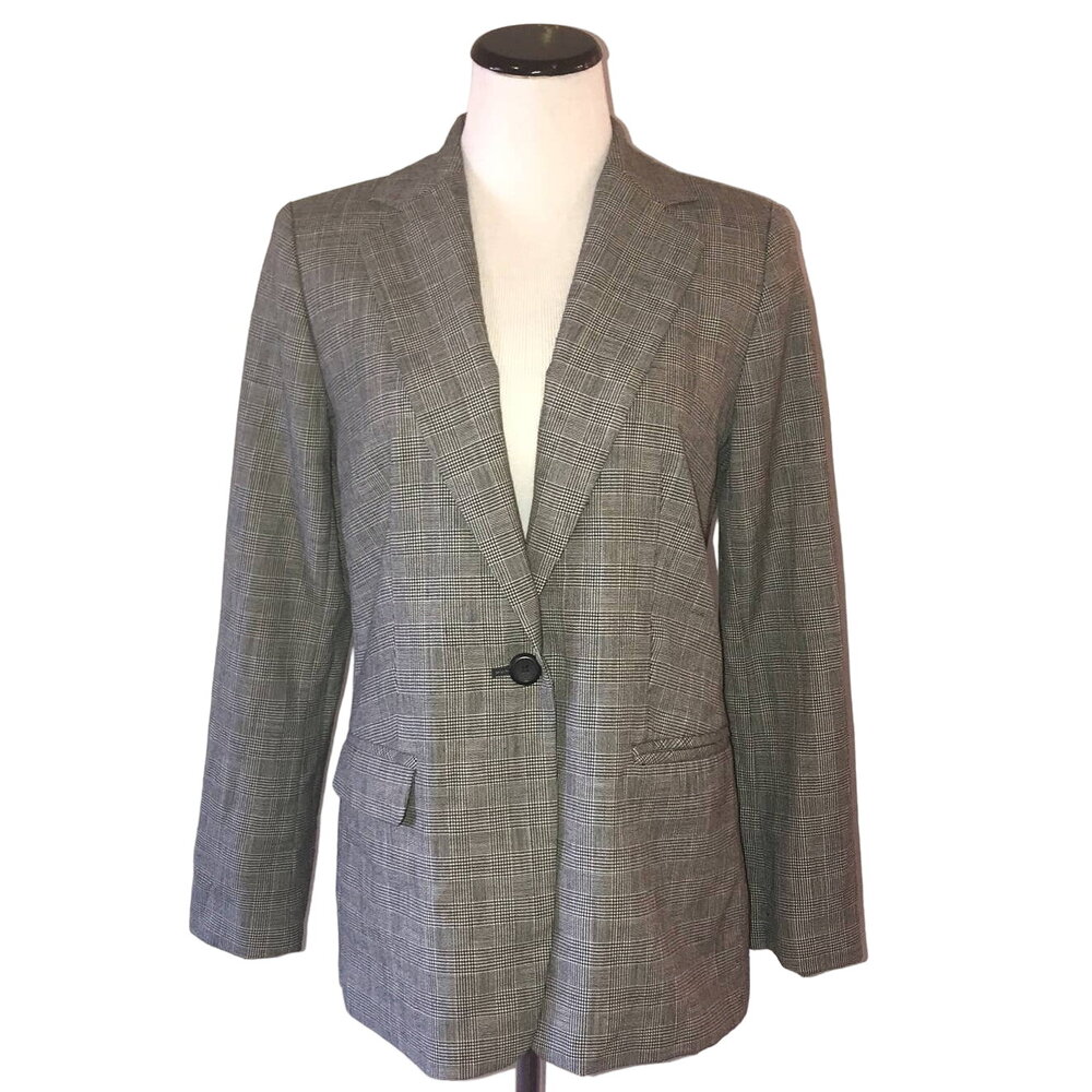 Pendleton Gray Virgin Wool Plaid Button Blazer - image 2
